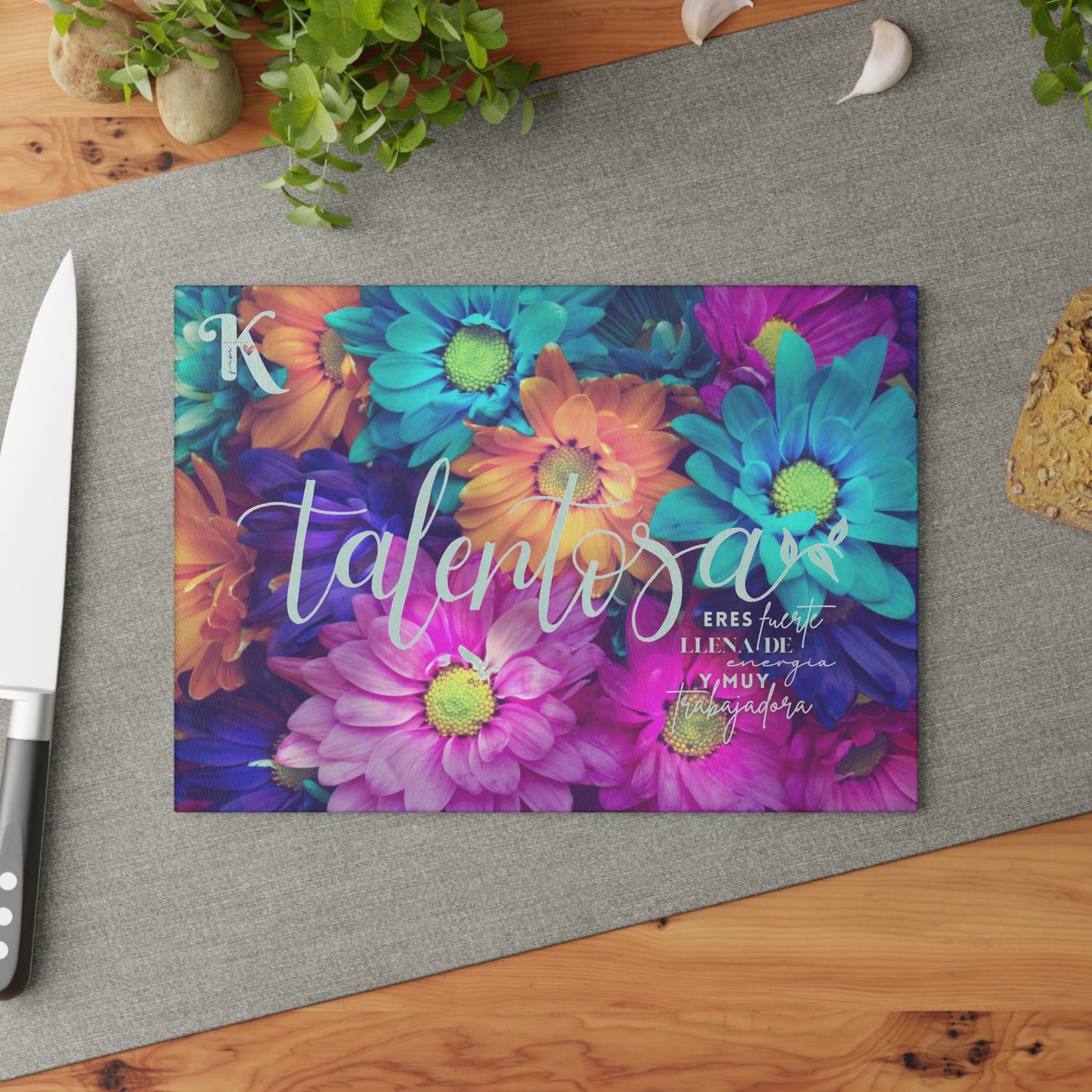 Talentosa p31.17 > Tabla de Cortar Vidrio Msj / Glass Cutting Board Message