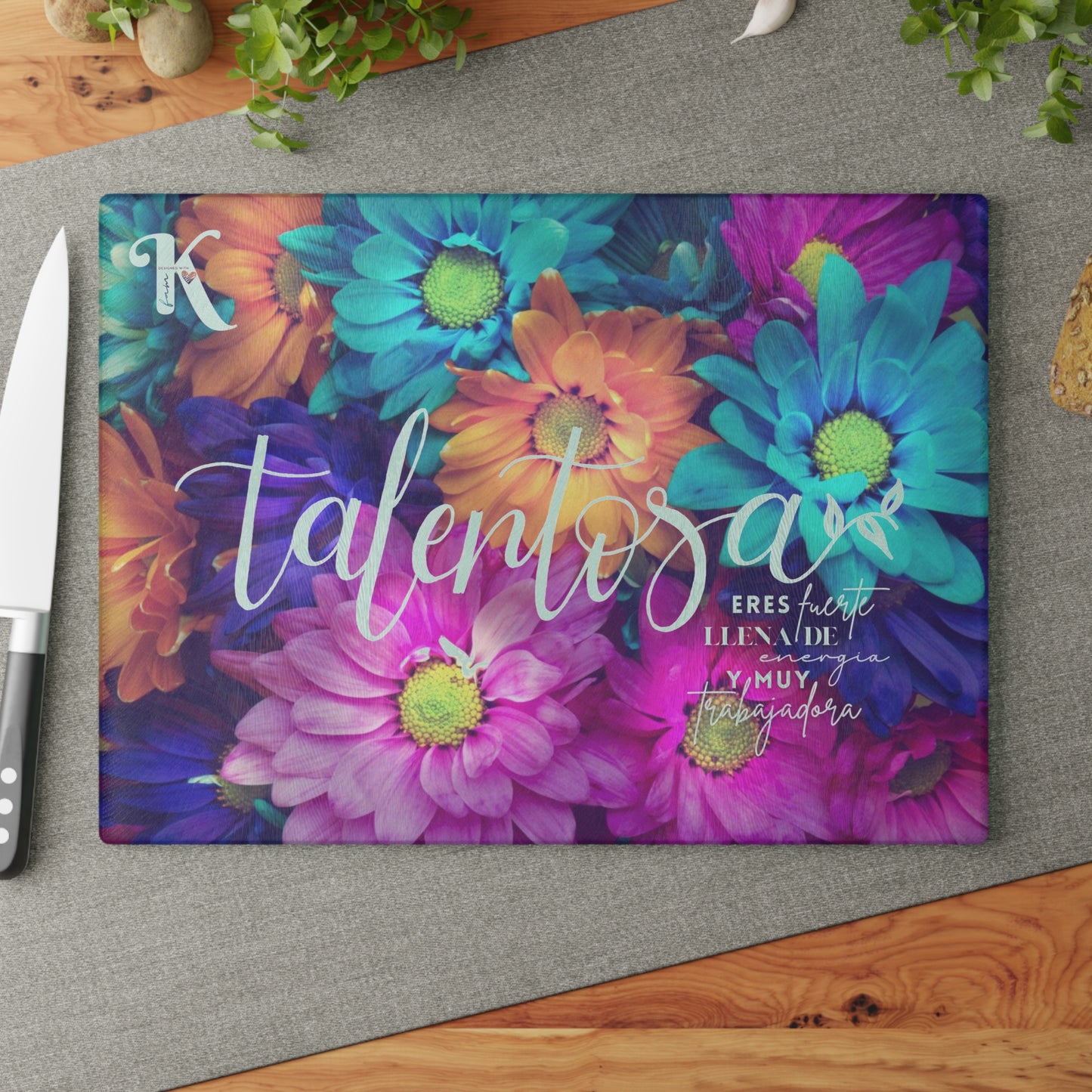 Talentosa p31.17 > Tabla de Cortar Vidrio Msj / Glass Cutting Board Message