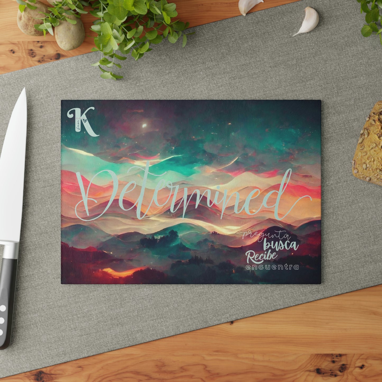 Determined m7.8 > Tabla de Cortar Vidrio Msj / Glass Cutting Board Message