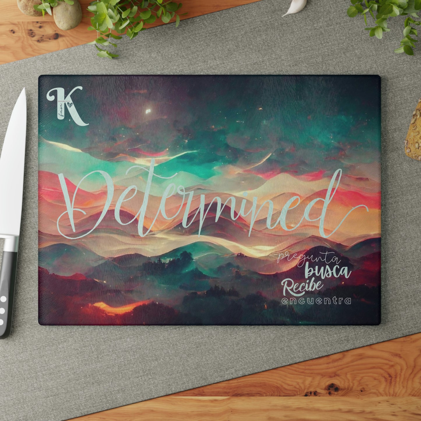 Determined m7.8 > Tabla de Cortar Vidrio Msj / Glass Cutting Board Message
